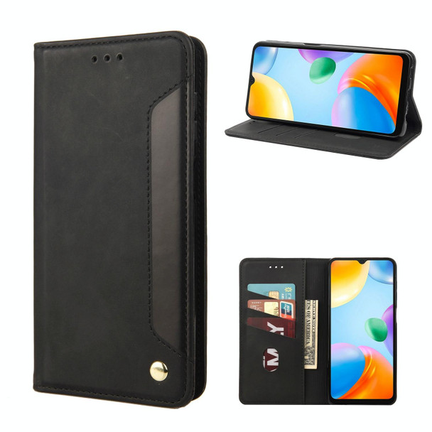 Xiaomi Redmi 10C Skin Feel Splicing Leather Phone Case(Black)