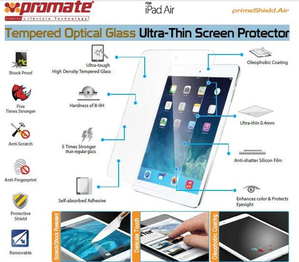 Ipad Air Promate Primeshield.Air Premium Glass Screen Protector