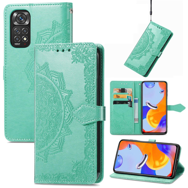 Xiaomi Redmi Note 11 Pro 4G Global Mandala Flower Embossed Flip Leather Phone Case(Green)