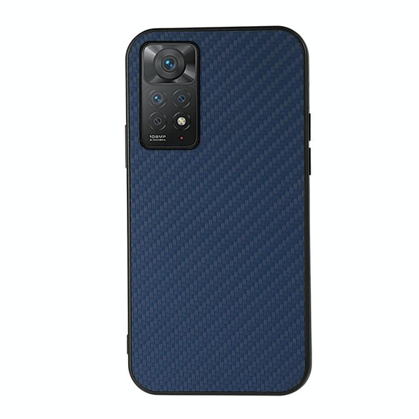 Xiaomi Redmi Note 11 Pro Global Accurate Hole Carbon Fiber Texture Shockproof Case(Blue)