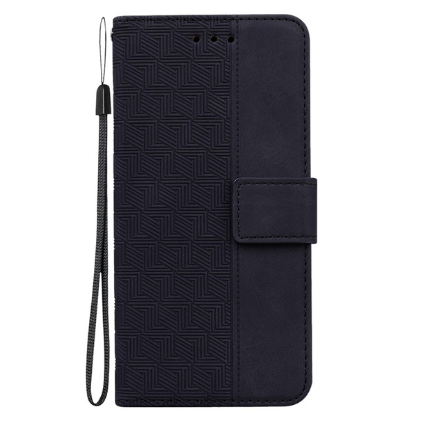 Xiaomi Redmi Note 10 4G / Note 10S Geometric Embossed Leather Phone Case(Black)