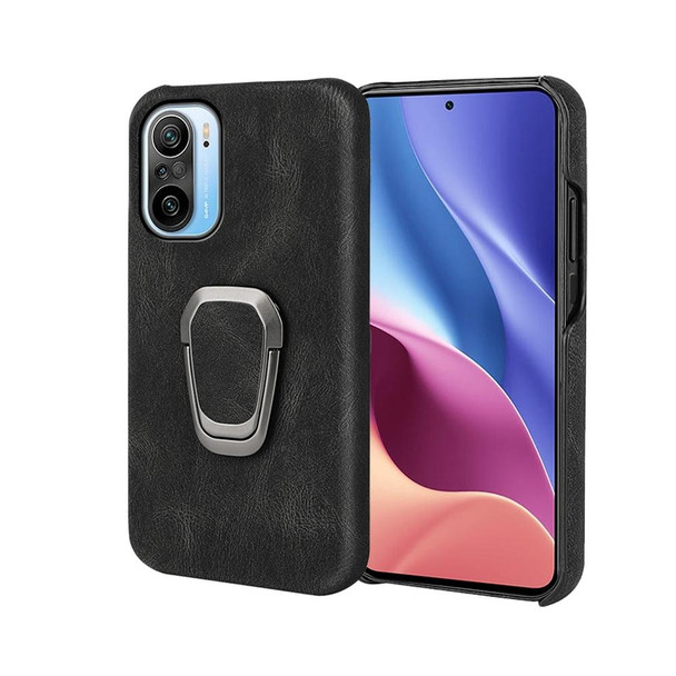 Ring Holder PU Phone Case - Xiaomi Redmi K40 / K40 Pro / K40 Pro+ / Poco F3 / Mi 11i / Mi 11X Pro / Mi 11X(Black)