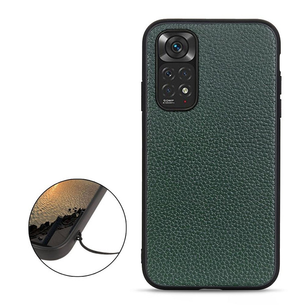 Xiaomi Redmi Note 11 4G Global / Note 11S Big Hole Litchi Texture Leather Shockproof Phone Case(Green)