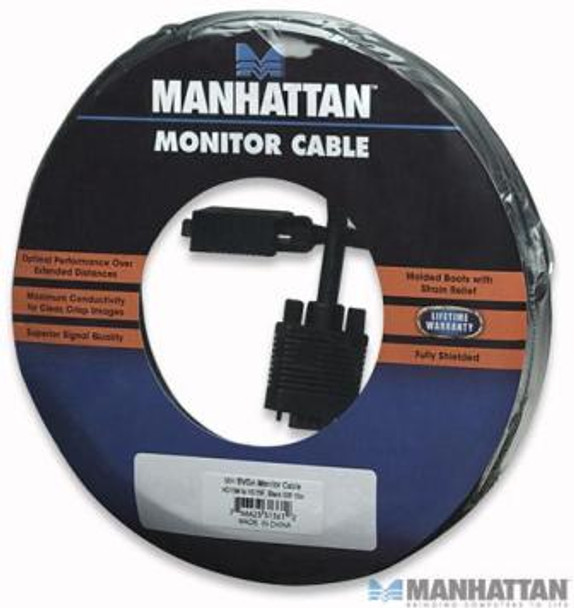 Manhattan Svga Extension Cable Hd15M (Male) To Hd15F (Female), 4.5 Metres â€¢Extends Any Monitor Cable, Retail Box, Limited Lifetime Warranty