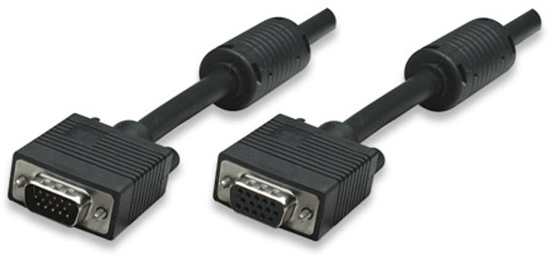 Manhattan Svga Extension Cable - Hd15 Male / Hd15 Female With Ferrite Cores, 15 M, Retail Box, Limited Lifetime Warranty