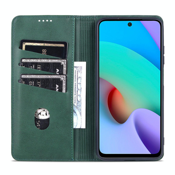 Xiaomi Redmi Note 11 Pro / Note 11 Pro+ AZNS Magnetic Calf Texture Horizontal Flip Leather Phone Case(Dark Green)