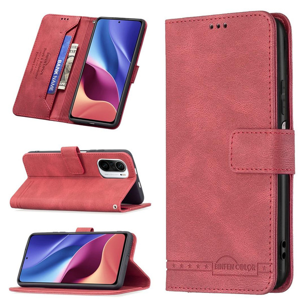 Xiaomi Mi 11i / Poco F3 Magnetic Clasp RFID Blocking Anti-Theft Leather Case with Holder & Card Slots & Wallet(Red)