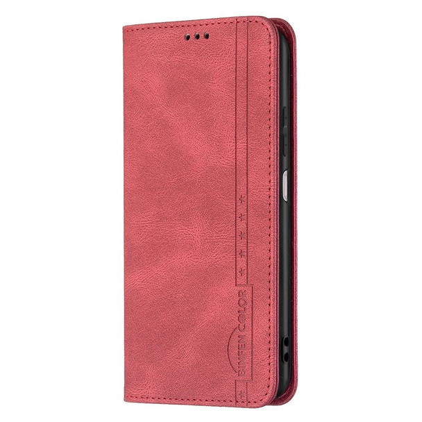 Xiaomi Redmi Note 10 4G / Note 10S Magnetic RFID Blocking Anti-Theft Leather Case with Holder & Card Slots & Wallet(Red)