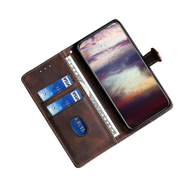 Xiaomi Redmi Note 10 Pro 5G Skin Feel Straw Hat Magnetic Buckle Horizontal Flip PU Leather Case with Holder & Card Slots & Wallet(Brown)