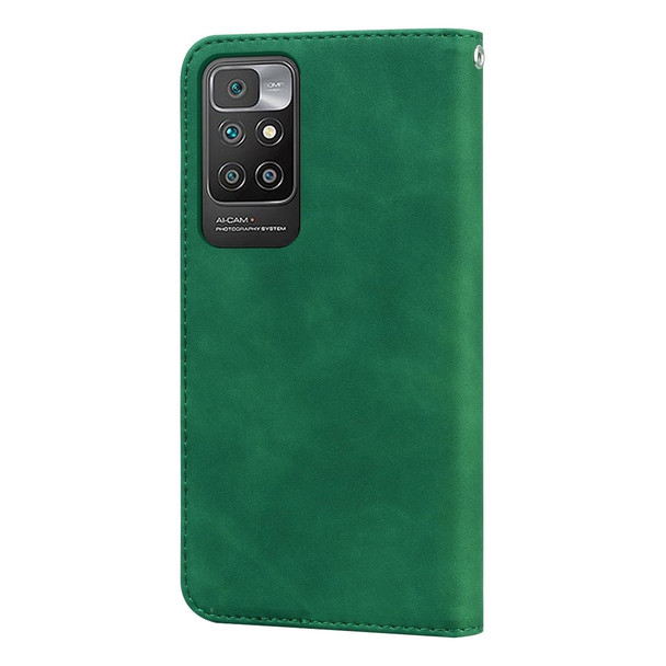 Xiaomi Redmi 10 Frosted Business Magnetic Horizontal Flip PU Leather Case with Holder & Card Slot & Lanyard(Green)