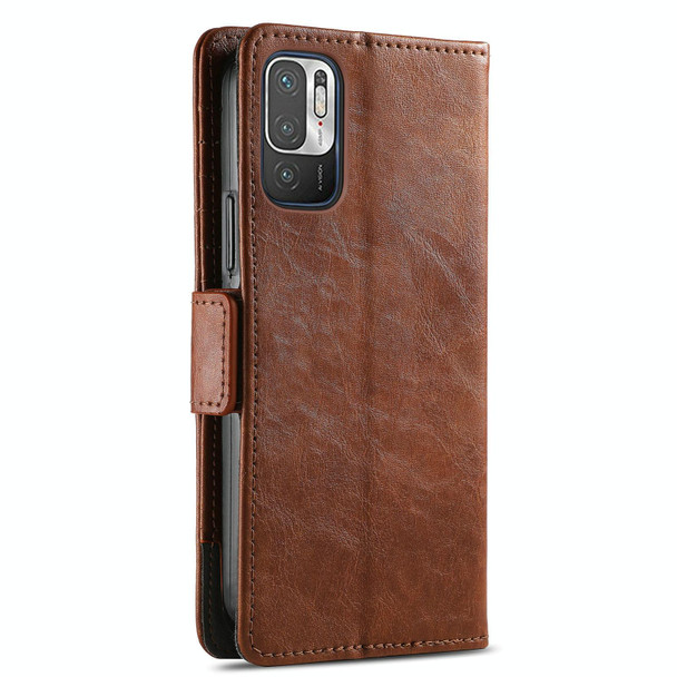 Xiaomi Redmi Note 10 5G CaseNeo Business Splicing Dual Magnetic Buckle Horizontal Flip PU Leather Case with Holder & Card Slots & Wallet(Brown)