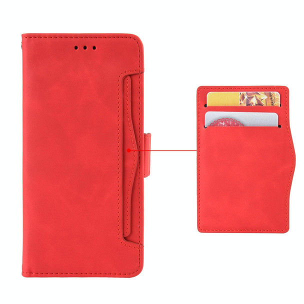 Xiaomi Redmi Note 10 JP Version Skin Feel Calf Pattern Horizontal Flip Leather Case with Holder & Card Slots & Photo Frame(Red)