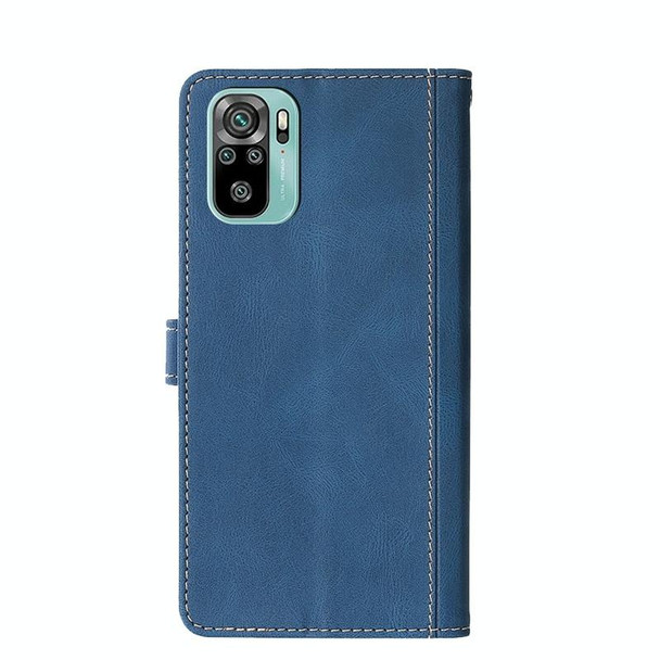 Xiaomi Redmi Note 10 Stitching Skin Feel Magnetic Buckle Horizontal Flip PU Leather Case with Holder & Card Slots & Wallet(Blue)