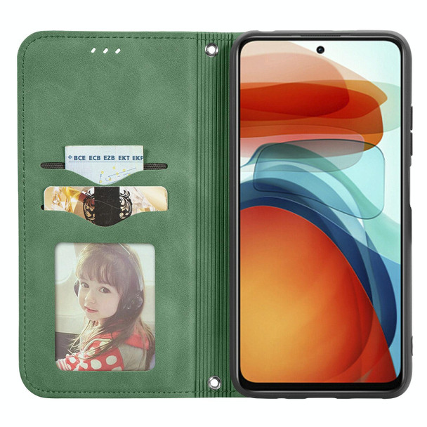 Xiaomi Redmi Note 10 Pro 5G Retro Skin Feel Business Magnetic Horizontal Flip Leather Case with Holder & Card Slots & Wallet & Photo Frame(Green)