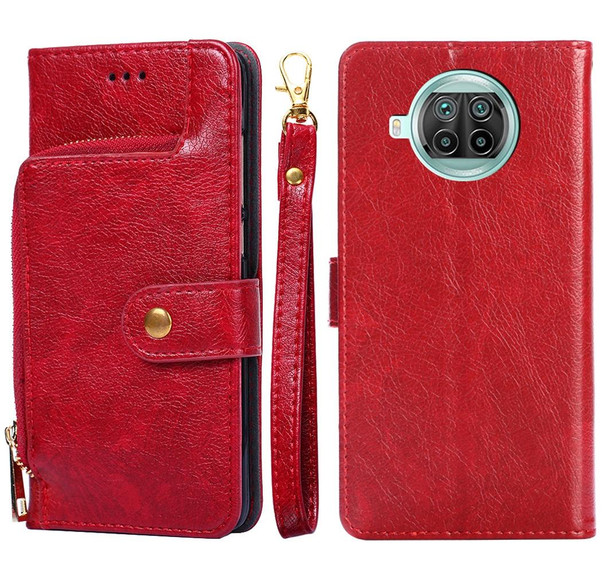 Zipper Bag PU + TPU Horizontal Flip Leather Case with Holder & Card Slot & Wallet & Lanyard - Xiaomi Mi 10T Lite / Redmi Note 9 Pro 5G CN Version(Red)