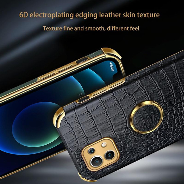 Xiaomi Mi 11 6D Electroplated TPU Crocodile Pattern Magnetic Leather Case with Ring Holder (Yellow)