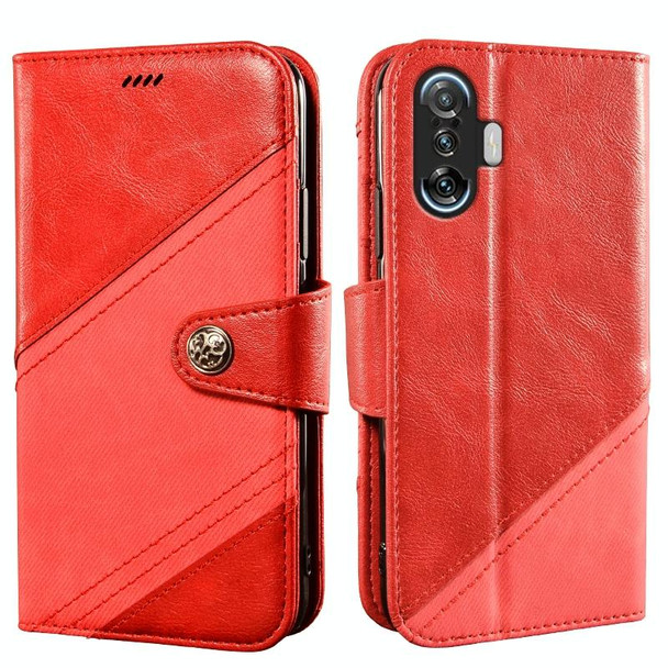 Xiaomi Poco F3 GT Contrast Color Splicing Retro Texture Horizontal Flip PU Leather Case with Card Slots & Holder & Wallet(Red)