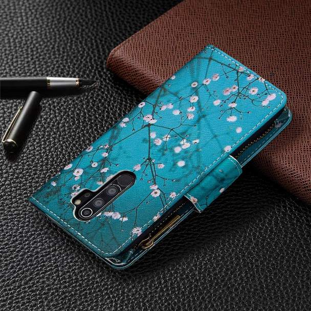 Xiaomi Redmi Note 8 Pro Colored Drawing Pattern Zipper Horizontal Flip Leather Case with Holder & Card Slots & Wallet(Plum Blossom)