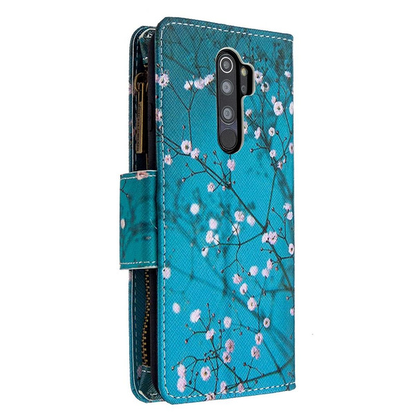 Xiaomi Redmi Note 8 Pro Colored Drawing Pattern Zipper Horizontal Flip Leather Case with Holder & Card Slots & Wallet(Plum Blossom)