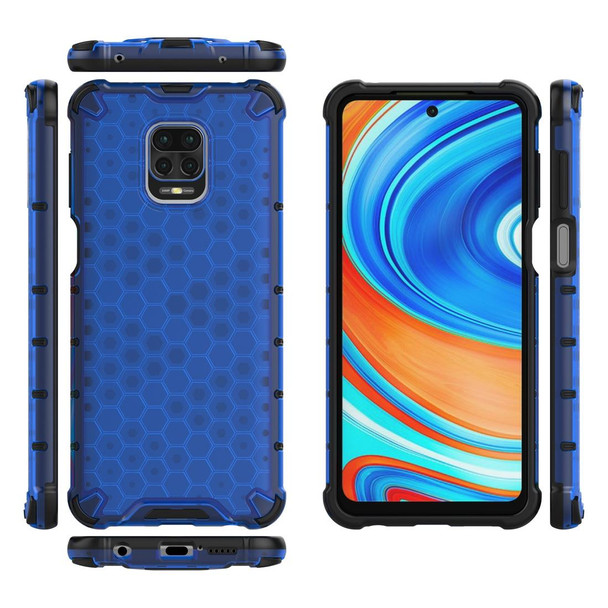 Xiaomi Redmi Note 9 Pro Max Shockproof Honeycomb PC + TPU Protective Case(Blue)