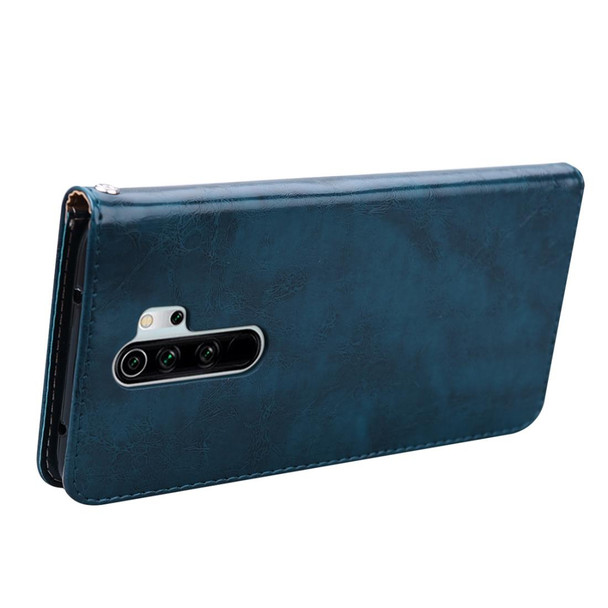 Xiaomi Redmi Note 8 Pro Business Style Oil Wax Texture Horizontal Flip Leather Case, with Holder & Card Slots & Wallet(Blue)