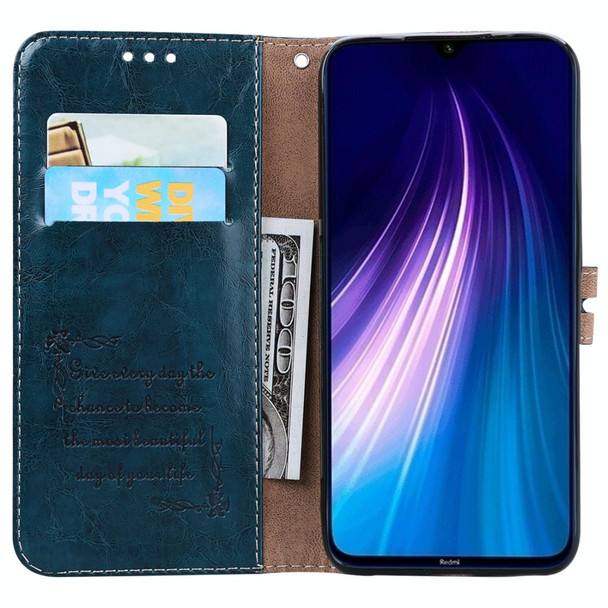 Xiaomi Redmi Note 8 Business Style Oil Wax Texture Horizontal Flip Leather Case, with Holder & Card Slots & Wallet(Blue)