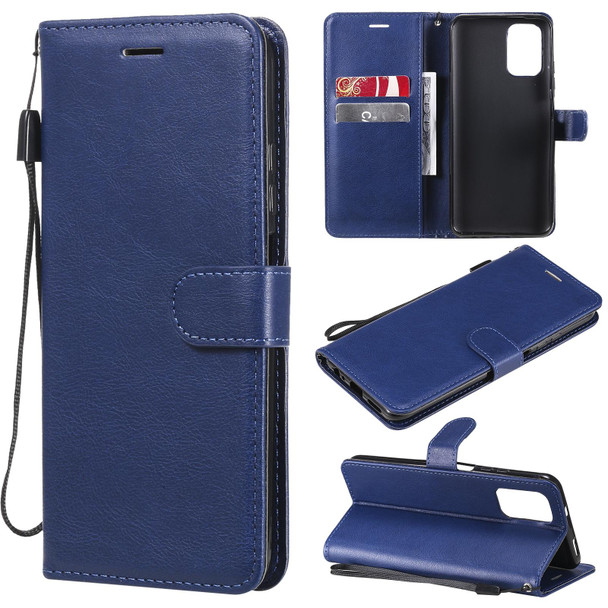 Xiaomi Redmi Note 10 4G Solid Color Horizontal Flip Protective Leather Case with Holder & Card Slots & Wallet & Photo Frame & Lanyard(Blue)