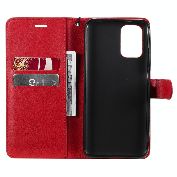 Xiaomi Redmi Note 10 4G Solid Color Horizontal Flip Protective Leather Case with Holder & Card Slots & Wallet & Photo Frame & Lanyard(Red)