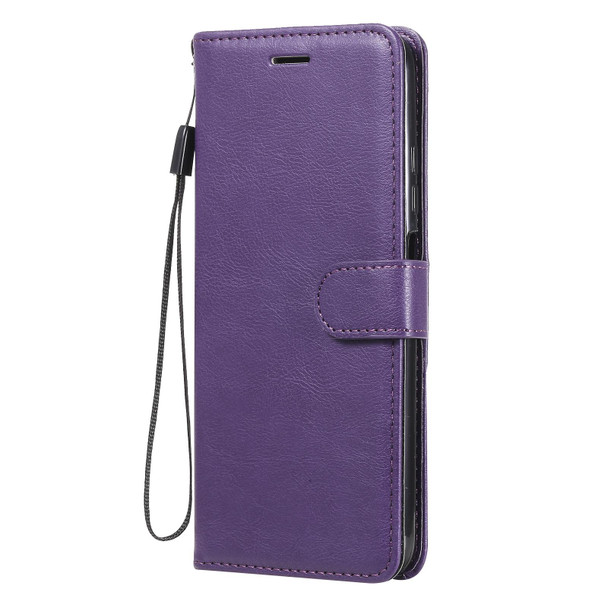 Xiaomi Redmi Note 10 4G Solid Color Horizontal Flip Protective Leather Case with Holder & Card Slots & Wallet & Photo Frame & Lanyard(Purple)