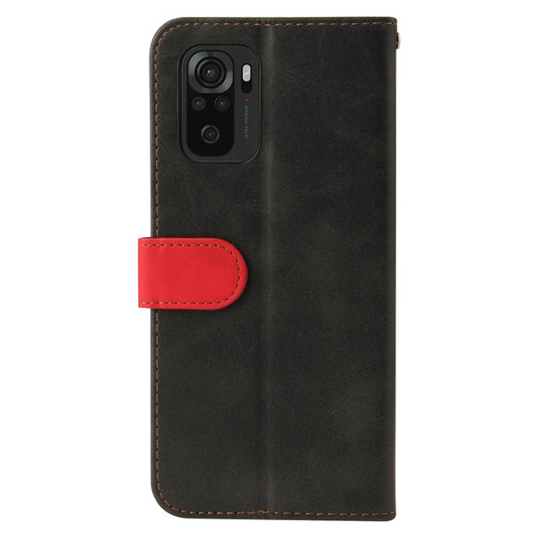 Xiaomi Redmi Note 10 4G Business Stitching-Color Horizontal Flip PU Leather Case with Holder & Card Slots & Photo Frame(Red)