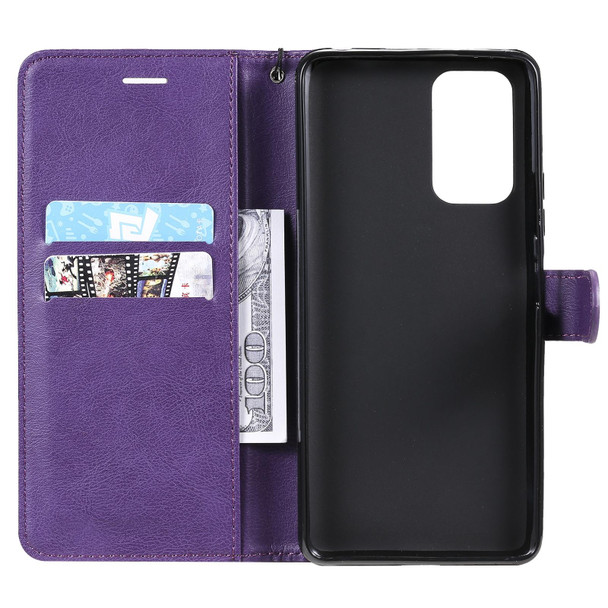 Xiaomi Redmi Note 10 Pro 4G Solid Color Horizontal Flip Protective Leather Case with Holder & Card Slots & Wallet & Photo Frame & Lanyard(Purple)