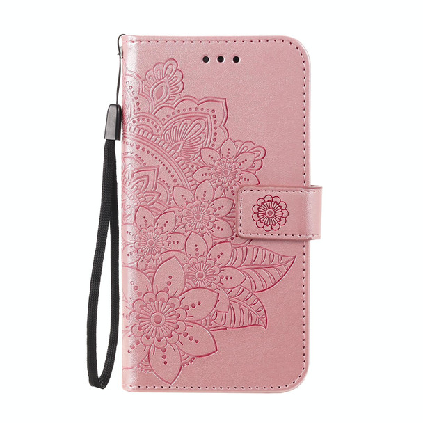 Xiaomi Redmi Note 10 4G / Note 10s 7-petal Flowers Embossing Pattern Horizontal Flip PU Leather Case with Holder & Card Slots & Wallet & Photo Frame(Rose Gold)