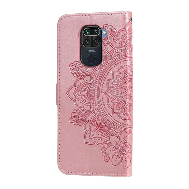 Xiaomi Redmi Note 9 4G (Foreign Version) / Mi 10X 4G 7-petal Flowers Embossing Pattern Horizontal Flip PU Leather Case with Holder & Card Slots & Wallet & Photo Frame(Rose Gold)