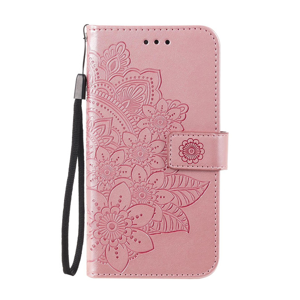 Xiaomi Redmi Note 9 4G (Foreign Version) / Mi 10X 4G 7-petal Flowers Embossing Pattern Horizontal Flip PU Leather Case with Holder & Card Slots & Wallet & Photo Frame(Rose Gold)