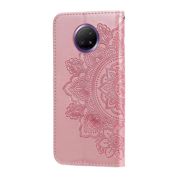 Xiaomi Redmi Note 9T 5G / Note 9 5G (CN Version) 7-petal Flowers Embossing Pattern Horizontal Flip PU Leather Case with Holder & Card Slots & Wallet & Photo Frame(Rose Gold)