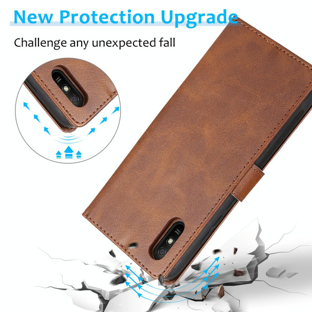 Xiaomi Redmi 9A Calf Texture 2 in 1 Detachable Magnetic Back Cover Horizontal Flip Leather Case with Holder & Card Slots & Wallet & Photo Frame(Brown)