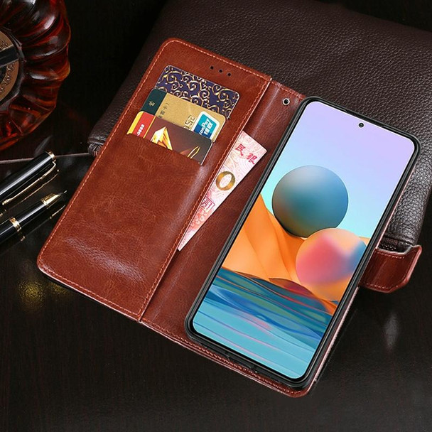 Xiaomi Redmi Note 10 Pro 5G idewei Crazy Horse Texture Horizontal Flip Leather Case with Holder & Card Slots & Wallet(Brown)