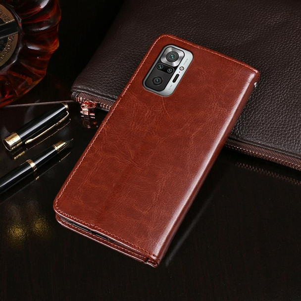 Xiaomi Redmi Note 10 Pro 5G idewei Crazy Horse Texture Horizontal Flip Leather Case with Holder & Card Slots & Wallet(Red)