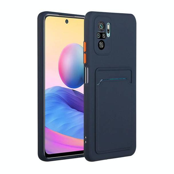 Xiaomi Redmi Note 10 Pro Card Slot Design Shockproof TPU Protective Case(Dark Blue)