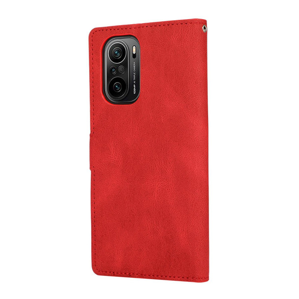 Xiaomi Redmi K40 Pro Fantasy Classic Skin-feel Calfskin Texture Magnetic Buckle Horizontal Flip PU Leather Case with Holder & Card Slot & Wallet(Red)