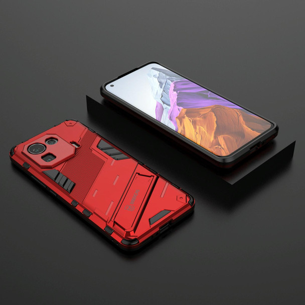 Xiaomi Mi 11 Pro Punk Armor 2 in 1 PC + TPU Shockproof Case with Invisible Holder(Red)