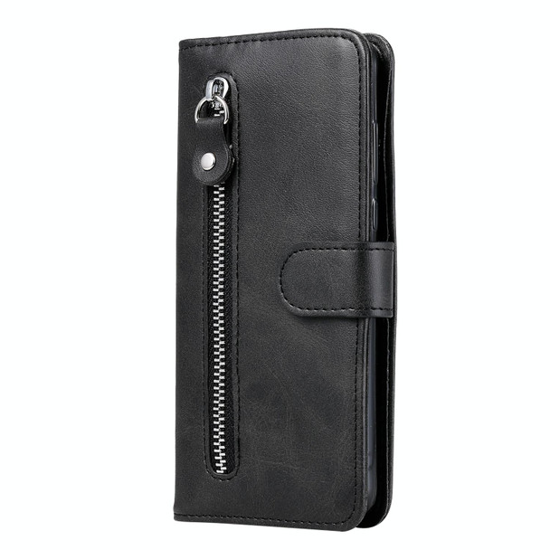 Xiaomi Redmi Note 10 4G / Note 10S Fashion Calf Texture Zipper Horizontal Flip Leather Case with Stand & Card Slots & Wallet(Black)