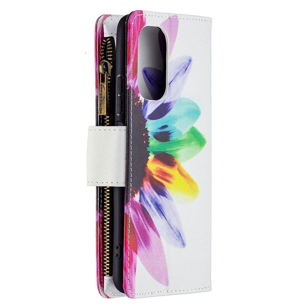 Xiaomi Mi 11i / Poco F3 / Redmi K40 / K40 Pro Colored Drawing Pattern Zipper Horizontal Flip Leather Case with Holder & Card Slots & Wallet(Sun Flower)