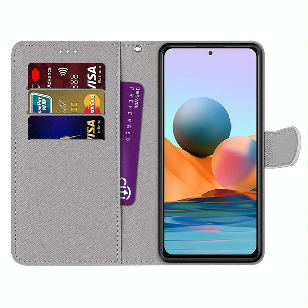 Xiaomi Redmi Note 10 Pro Max / Note 10 Pro Coloured Drawing Cross Texture Horizontal Flip PU Leather Case with Holder & Card Slots & Wallet & Lanyard(Pink Stone Texture)