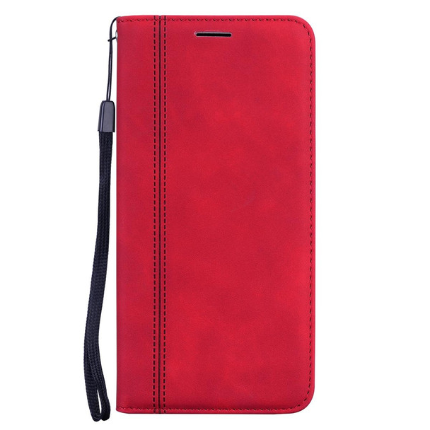 Xiaomi Redmi Note 10 4G Frosted Business Magnetic Horizontal Flip PU Leather Case with Holder & Card Slot & Lanyard(Red)