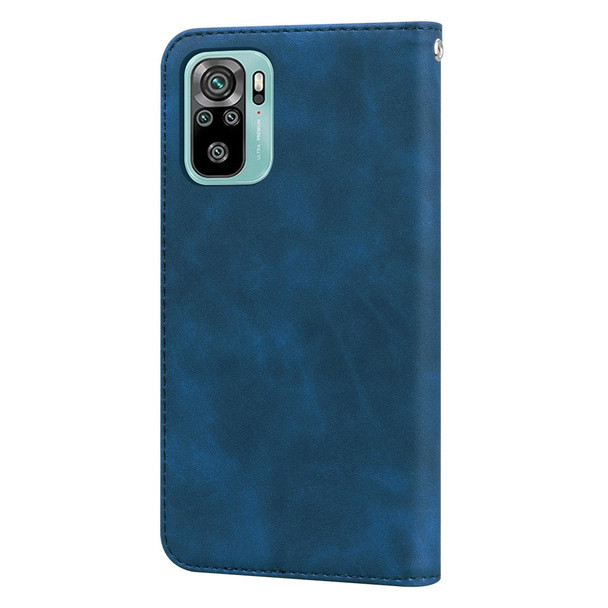 Xiaomi Redmi Note 10 4G Frosted Business Magnetic Horizontal Flip PU Leather Case with Holder & Card Slot & Lanyard(Blue)