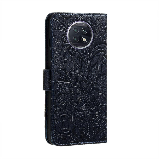 Xiaomi Redmi Note 9T 5G Lace Flower Embossing Pattern Horizontal Flip Leather Case with Holder & Card Slots & Wallet & Photo Frame(Dark Blue)