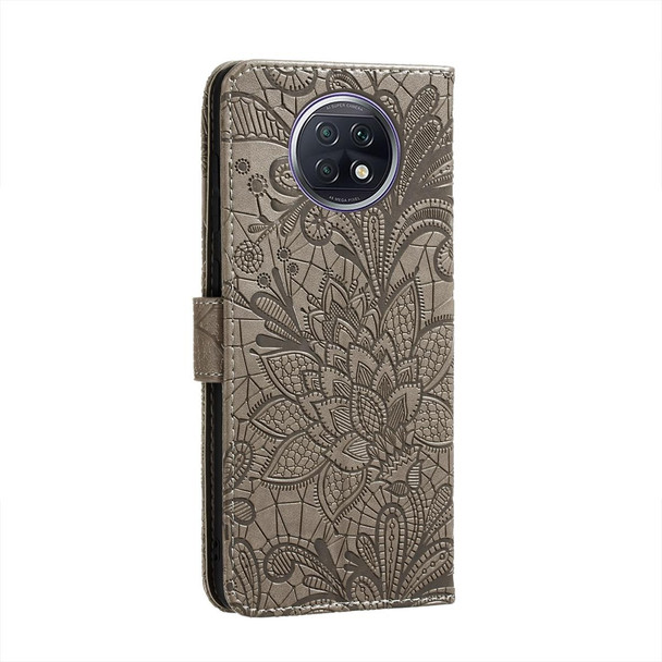 Xiaomi Redmi Note 9T 5G Lace Flower Embossing Pattern Horizontal Flip Leather Case with Holder & Card Slots & Wallet & Photo Frame(Grey)