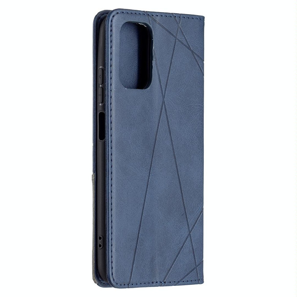 Xiaomi Redmi Note 10 4G / Note 10s Rhombus Texture Horizontal Flip Magnetic Leather Case with Holder & Card Slots(Blue)