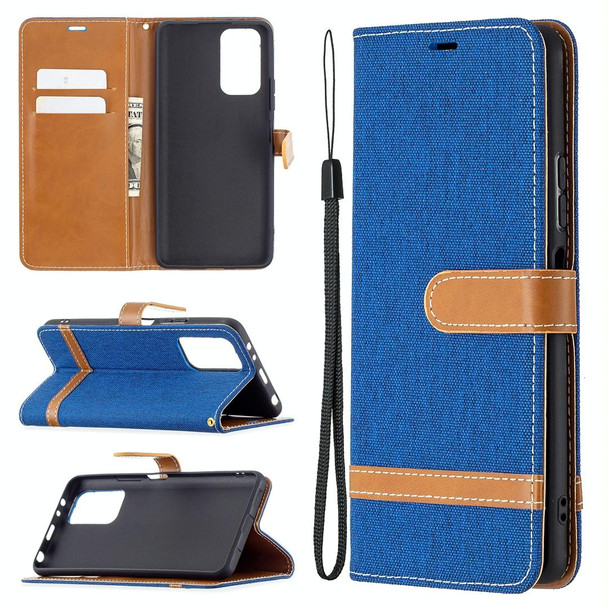 Xiaomi Redmi Note 10 Pro Color Matching Denim Texture Horizontal Flip Leather Case with Holder & Card Slots & Wallet & Lanyard(Royal Blue)